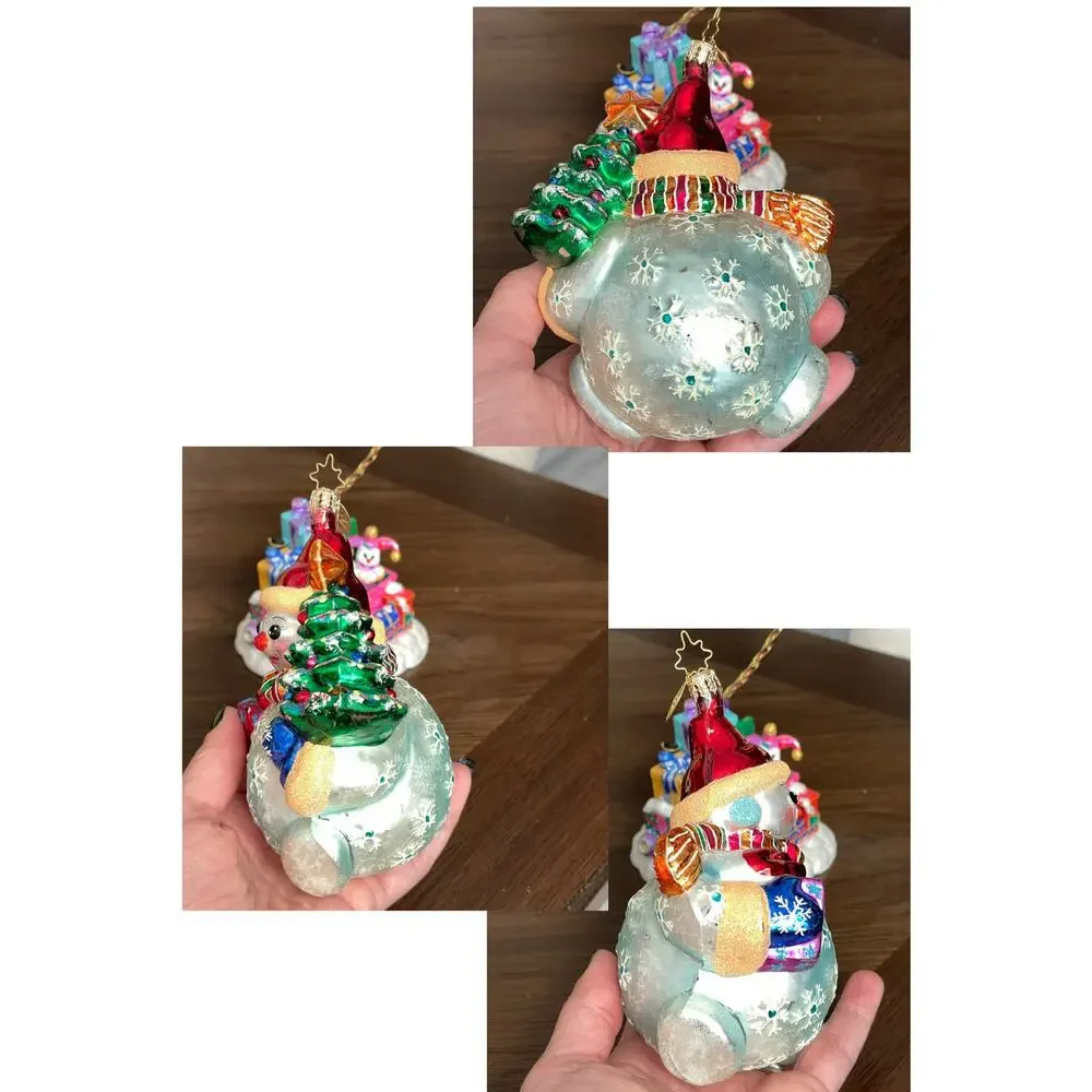 Christopher Radko Chubby Cheer Delight Snowman Ornament & Stand Vtg 2000 READ
